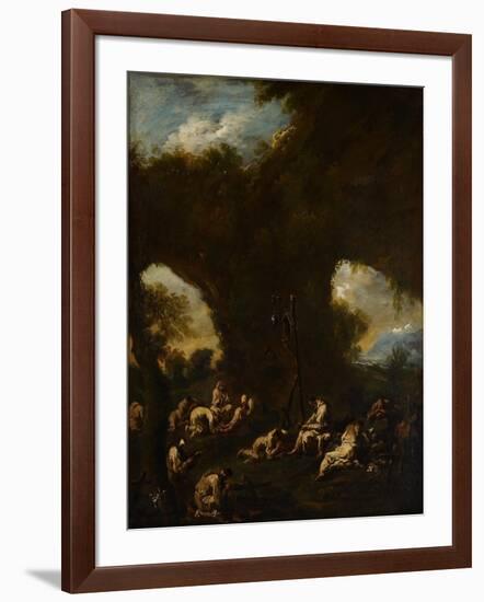 Monks Praying in a Grotto, C.1730-Alessandro Magnasco-Framed Giclee Print