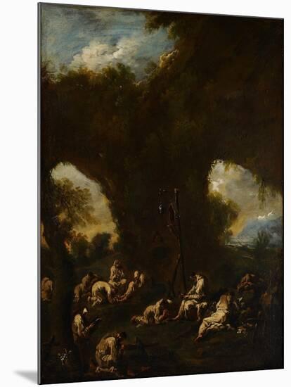 Monks Praying in a Grotto, C.1730-Alessandro Magnasco-Mounted Giclee Print