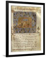 Monks Praying in Church, Miniature from Byzantine Manuscript, Greek Code 418 Folio 269-null-Framed Giclee Print