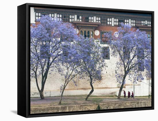 Monks, Punakha Dzong Palance, Bhutan-Dennis Kirkland-Framed Stretched Canvas