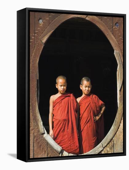 Monks, Shwe Yaunghwe Kyaung Monastery, Inle Lake, Shan State, Myanmar-Jane Sweeney-Framed Stretched Canvas