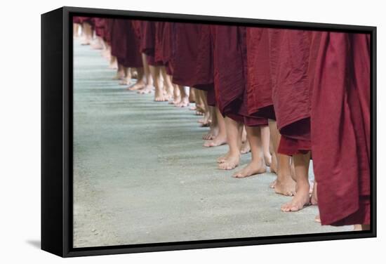 Monks Waiting in Line at Mahagandayon Monastery, Amarapura, Myanmar-Keren Su-Framed Stretched Canvas