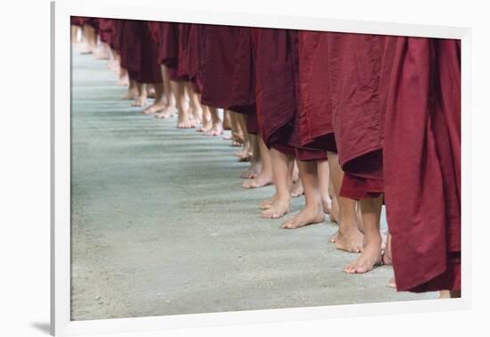 Monks Waiting in Line at Mahagandayon Monastery, Amarapura, Myanmar-Keren Su-Framed Premium Photographic Print