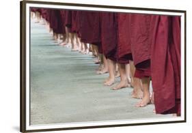 Monks Waiting in Line at Mahagandayon Monastery, Amarapura, Myanmar-Keren Su-Framed Premium Photographic Print