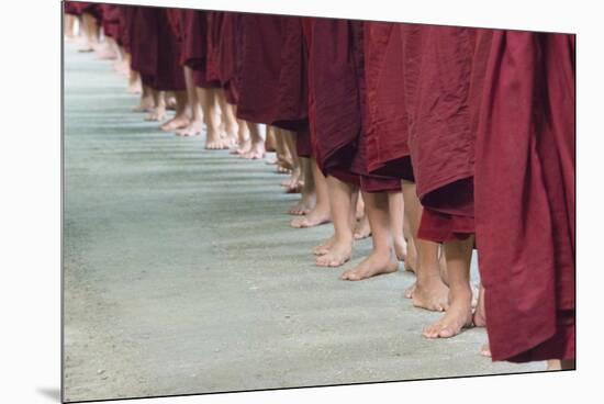 Monks Waiting in Line at Mahagandayon Monastery, Amarapura, Myanmar-Keren Su-Mounted Premium Photographic Print