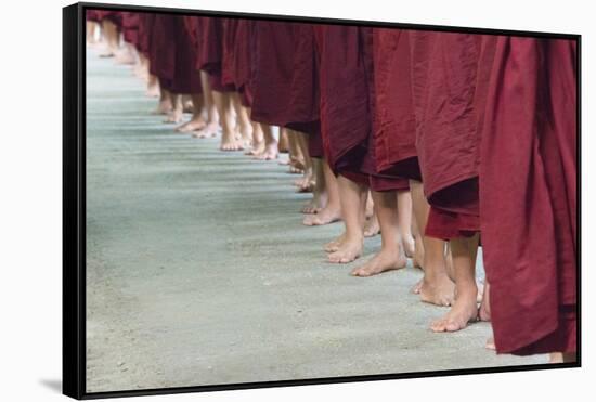 Monks Waiting in Line at Mahagandayon Monastery, Amarapura, Myanmar-Keren Su-Framed Stretched Canvas