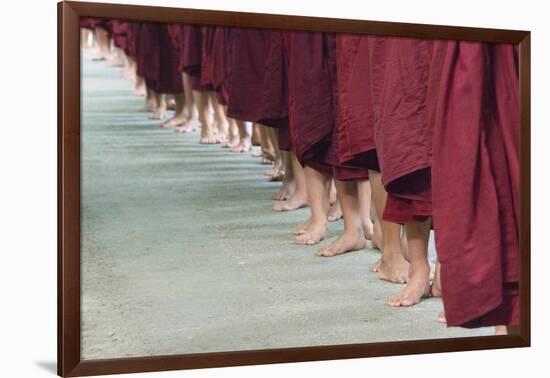 Monks Waiting in Line at Mahagandayon Monastery, Amarapura, Myanmar-Keren Su-Framed Photographic Print