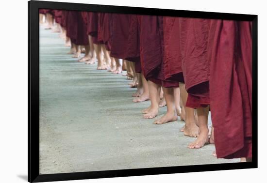 Monks Waiting in Line at Mahagandayon Monastery, Amarapura, Myanmar-Keren Su-Framed Photographic Print