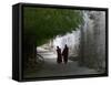 Monks Walk in Sera Temple, Lhasa, Tibet, China-Keren Su-Framed Stretched Canvas