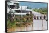 Monks Walking on the Bridge, Inle Lake, Shan State, Myanmar-Keren Su-Framed Stretched Canvas