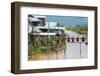 Monks Walking on the Bridge, Inle Lake, Shan State, Myanmar-Keren Su-Framed Photographic Print