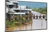 Monks Walking on the Bridge, Inle Lake, Shan State, Myanmar-Keren Su-Mounted Photographic Print