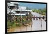 Monks Walking on the Bridge, Inle Lake, Shan State, Myanmar-Keren Su-Framed Photographic Print