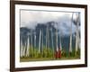 Monks with Praying Flags, Phobjikha Valley, Gangtey Village, Bhutan-Keren Su-Framed Photographic Print