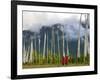 Monks with Praying Flags, Phobjikha Valley, Gangtey Village, Bhutan-Keren Su-Framed Photographic Print