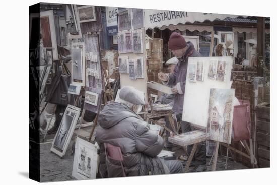 Monmartre Artist Working On Place du Tertre I-Cora Niele-Stretched Canvas