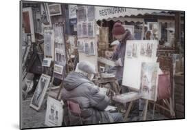 Monmartre Artist Working On Place du Tertre I-Cora Niele-Mounted Giclee Print