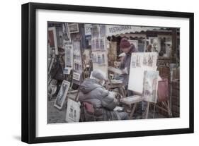 Monmartre Artist Working On Place du Tertre I-Cora Niele-Framed Premium Giclee Print