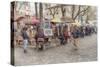 Monmartre Artist Working On Place du Tertre IV-Cora Niele-Stretched Canvas