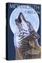 Monmouth, Oregon - Wolf Howling at Moon-Lantern Press-Stretched Canvas