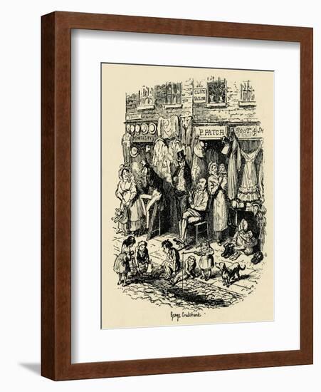 'Monmouth Street, Soho, an illustration by G. Cruikshank for Dickens' Sketches by Boz. ', (1938)-George Cruikshank-Framed Giclee Print