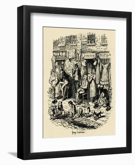 'Monmouth Street, Soho, an illustration by G. Cruikshank for Dickens' Sketches by Boz. ', (1938)-George Cruikshank-Framed Giclee Print