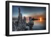 Mono Lake, California: Tufa's Rising from the Water During a Glowing Sunrise-Brad Beck-Framed Photographic Print