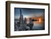 Mono Lake, California: Tufa's Rising from the Water During a Glowing Sunrise-Brad Beck-Framed Photographic Print