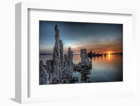 Mono Lake, California: Tufa's Rising from the Water During a Glowing Sunrise-Brad Beck-Framed Photographic Print