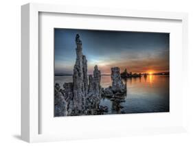 Mono Lake, California: Tufa's Rising from the Water During a Glowing Sunrise-Brad Beck-Framed Photographic Print