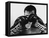 Monochromatic Image of a Boxer Drinking Water-null-Framed Stretched Canvas