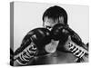 Monochromatic Image of a Boxer Drinking Water-null-Stretched Canvas