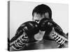 Monochromatic Image of a Boxer Drinking Water-null-Stretched Canvas