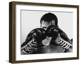 Monochromatic Image of a Boxer Drinking Water-null-Framed Premium Photographic Print
