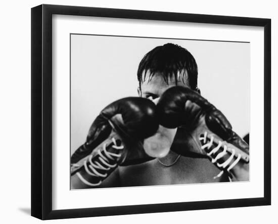 Monochromatic Image of a Boxer Drinking Water-null-Framed Premium Photographic Print