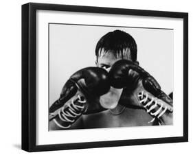 Monochromatic Image of a Boxer Drinking Water-null-Framed Premium Photographic Print