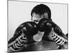 Monochromatic Image of a Boxer Drinking Water-null-Mounted Photographic Print