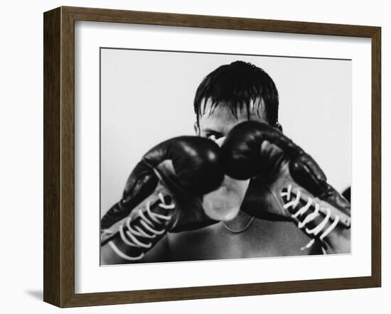 Monochromatic Image of a Boxer Drinking Water-null-Framed Photographic Print