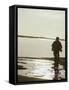 Monochromatic Image of a Cyclist on the Beach-null-Framed Stretched Canvas