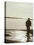 Monochromatic Image of a Cyclist on the Beach-null-Stretched Canvas