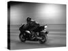Monochromatic Image of a Motorcycle Rider-null-Stretched Canvas