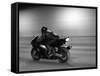 Monochromatic Image of a Motorcycle Rider-null-Framed Stretched Canvas