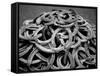 Monochromatic Image of a Pile of Horseshoes-null-Framed Stretched Canvas