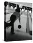 Monochromatic Image of a Woman Bowling-null-Stretched Canvas