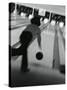 Monochromatic Image of a Woman Bowling-null-Stretched Canvas