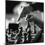 Monochromatic Image of an Adult and Child Playing Chess-null-Mounted Photographic Print