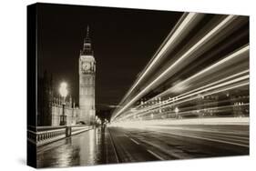 Monochrome Big Ben London-aslysun-Stretched Canvas