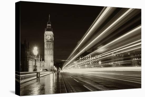 Monochrome Big Ben London-aslysun-Stretched Canvas