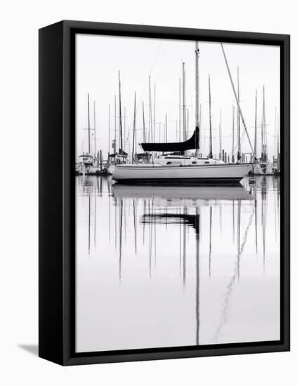 Monochrome Harbor-Nicholas Bell-Framed Stretched Canvas