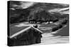 Monochrome Image of an Alpine Mountain Cabin in a Winter Landsca-Sabine Jacobs-Stretched Canvas